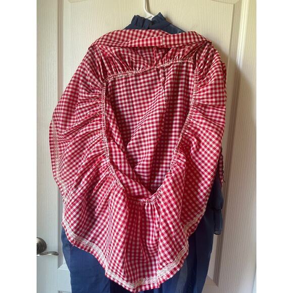 Vintage Pat Richards red and white checkered dress with blue overlay, maxi - Picture 8 of 8